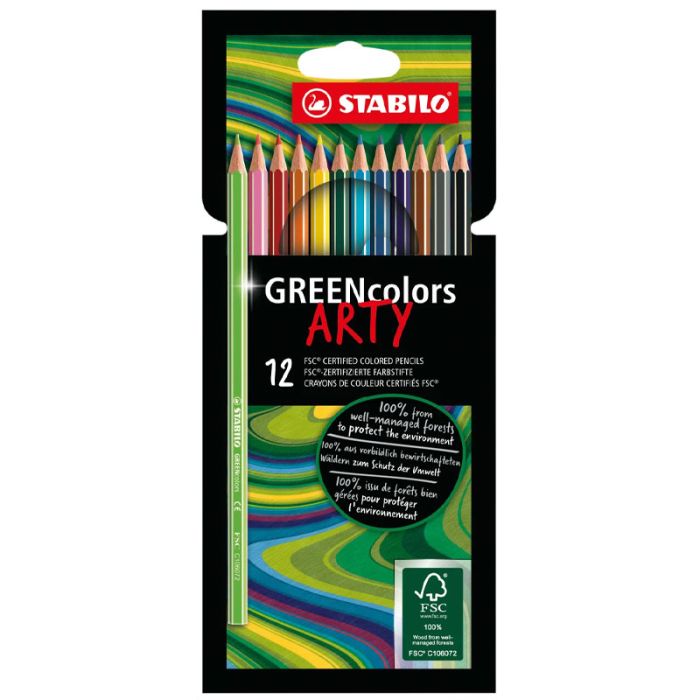 Pack de 12 Crayons Couleurs STABILO GREENcolors ARTY  