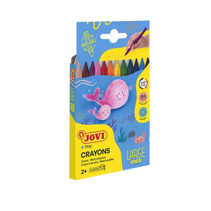 Pack de 12 crayons de cire JOVI HEXAGONALES 