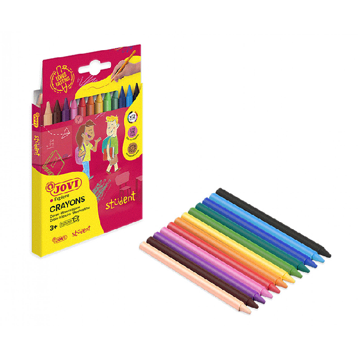 Pack de 12 Crayons de Cire JOVI STUDENT Etui plastiques 913 