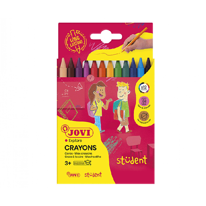 Pack de 12 Crayons de Cire JOVI STUDENT Etui plastiques 913 