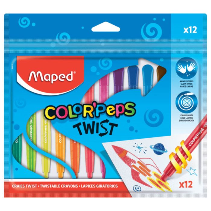 Pack de 12 Crayons De Cire MAPED Color’Peps Twist