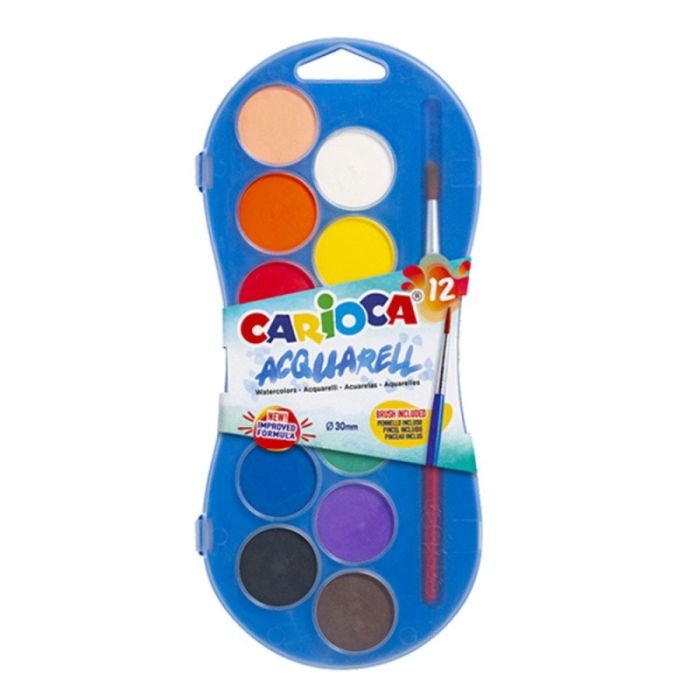 Pack de 12 Pastilles CARIOCA Aquarelle de 30 mm