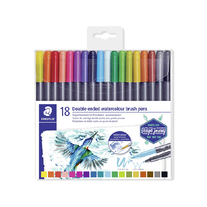 Pack de 18 feutres pinceau à double extrémité STAEDTLER aquarelle