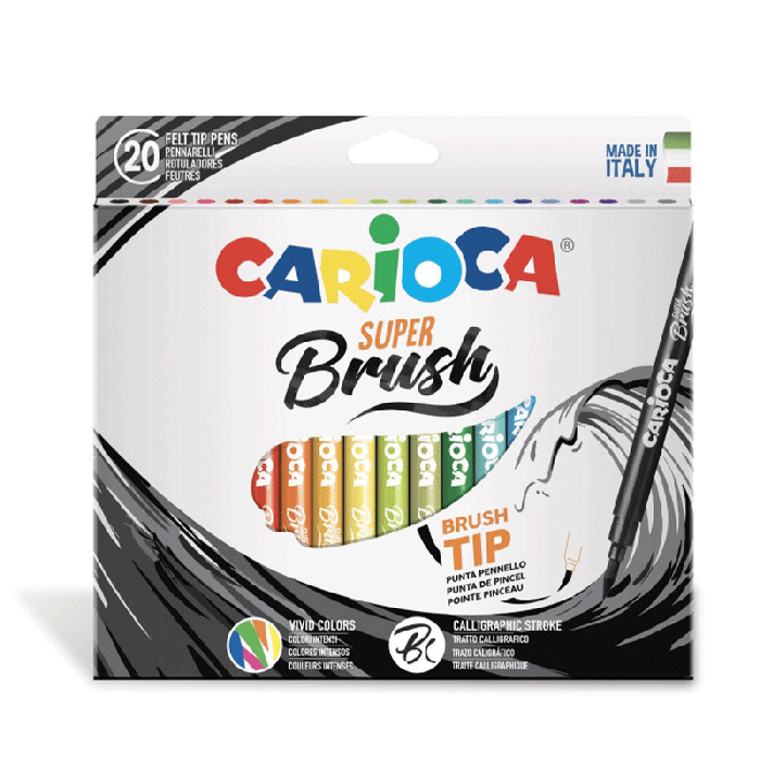 Pack de 20 Feutres CARIOCA Super-Brush soft