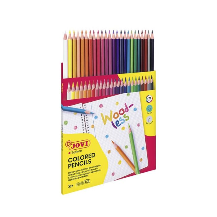 Pack de 24 Crayon de couleurs JOVI Sans Bois Triangulaire WOODLESS 734/24  