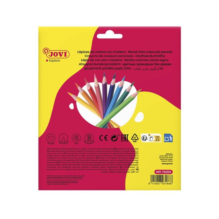 Pack de 24 Crayon de couleurs JOVI Sans Bois Triangulaire WOODLESS 734/24  