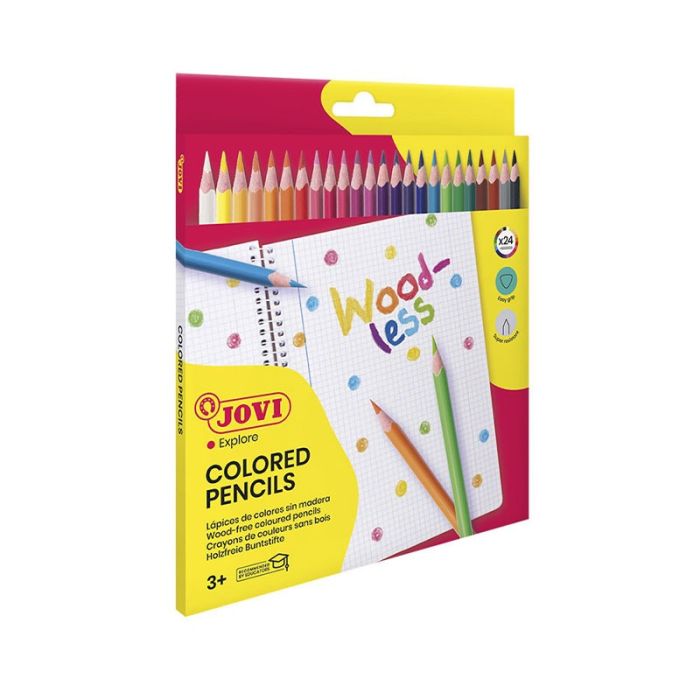 Pack de 24 Crayon de couleurs JOVI Sans Bois Triangulaire WOODLESS 734/24  