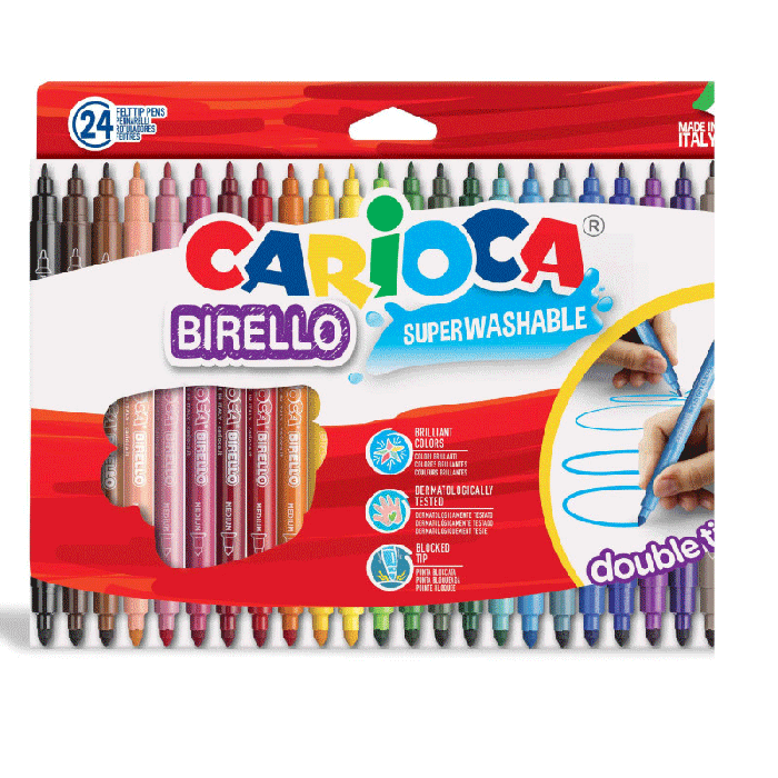 Pack de 24 Feutres CARIOCA BIRELLO Double Pointe 