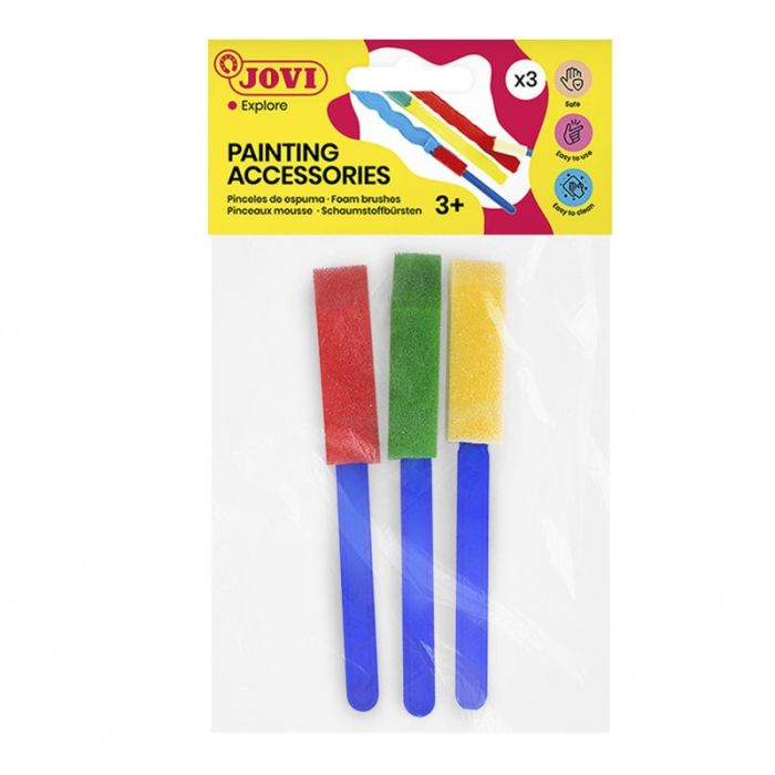 Pack de 3 Petits Pinceaux Plats Éponge JOVI Pour modelage