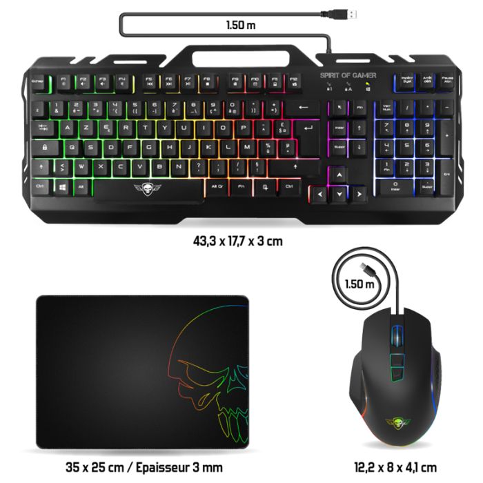 PACK de 3en1 Gamer SPIRIT OF GAMER PRO PMK5 - Noir