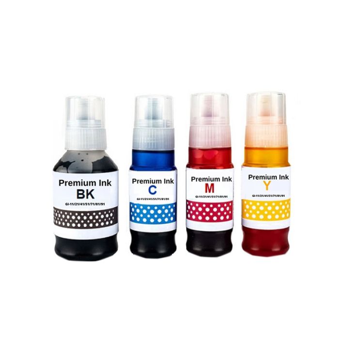 Pack de 4 bouteilles d'encre compatible Canon couleurs