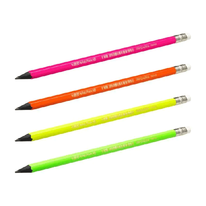 Pack de 4 crayons à papier BIC sans bois Noir Fluo