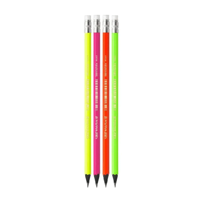 Pack de 4 crayons à papier BIC sans bois Noir Fluo