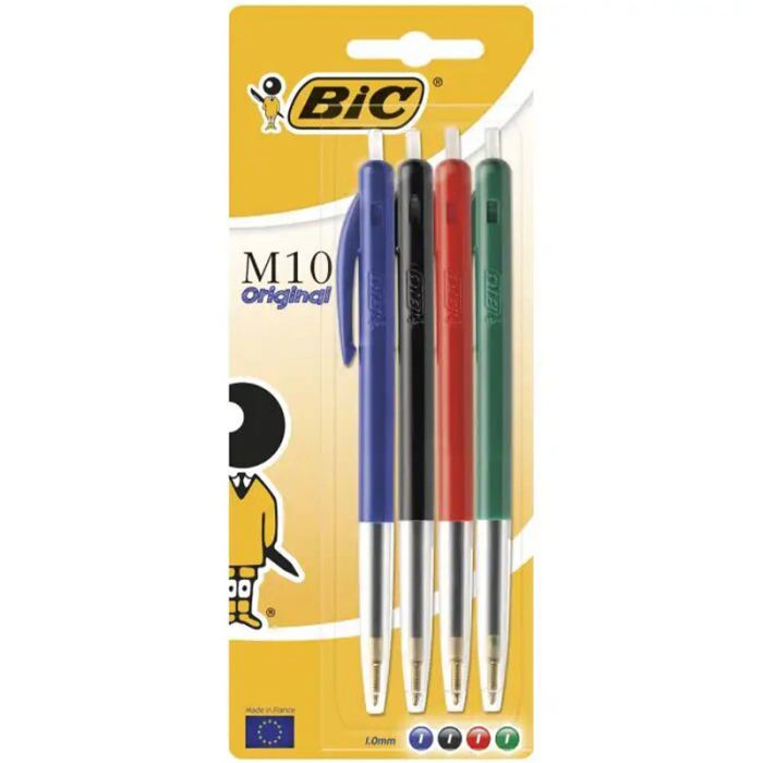 Pack de 4 Stylos à Bille BIC M10 - Couleurs Assorties (28071)