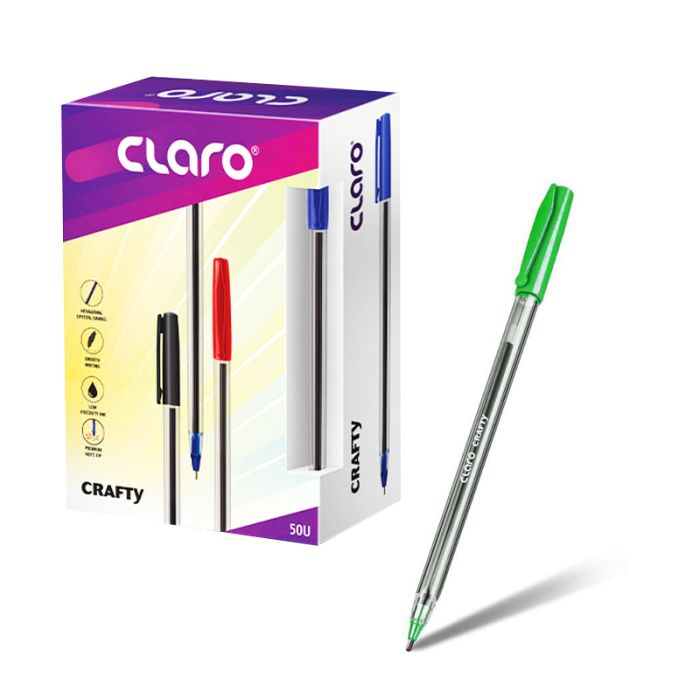 Pack de 50 Stylos à Bille CLARO Crafty - Vert