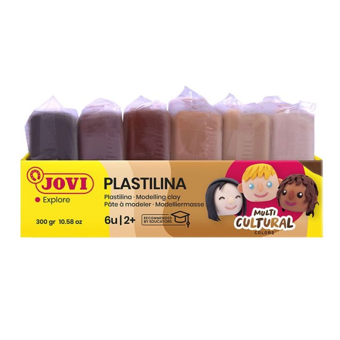 Pack de 6 pains de pâte à modeler JOVI PLASTILINA de 50 gr MULTICULTURAL