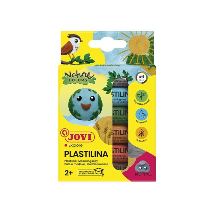 Pack de 6 pâtes à modeler JOVI PLASTILINA de 15 gr NATURE COLOR