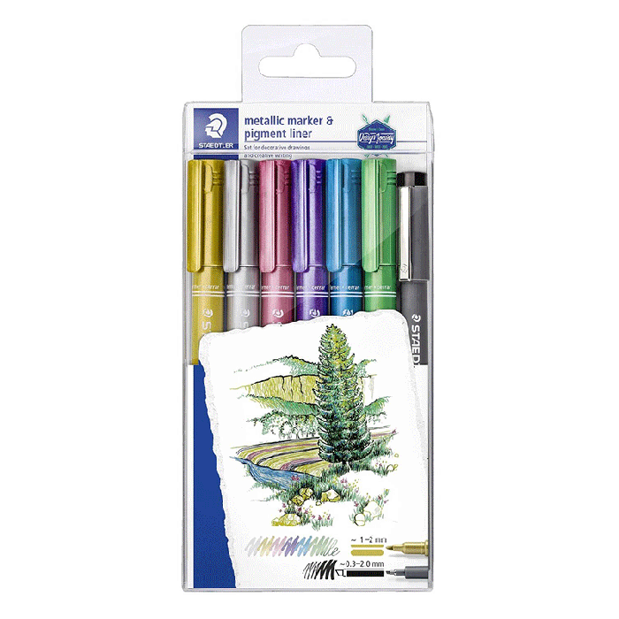 Pack de 6 stylo Métallique STAEDTLER Transparent - Assortis 