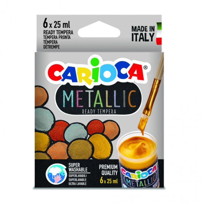 Pack de 6 Unités de Gouache CARIOCA Métalliques de 25ml