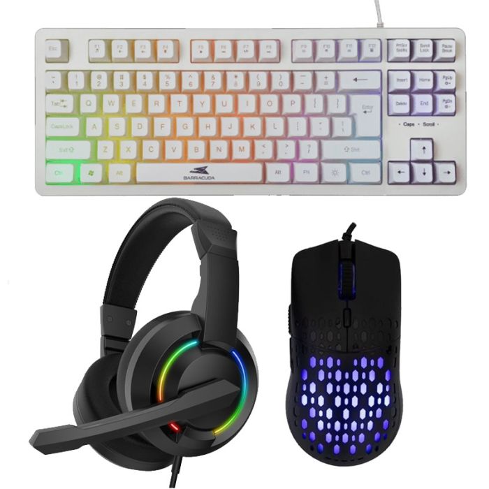 PACK Gamer Clavier + Souris + Casque BARACUDA - Noir&Blanc