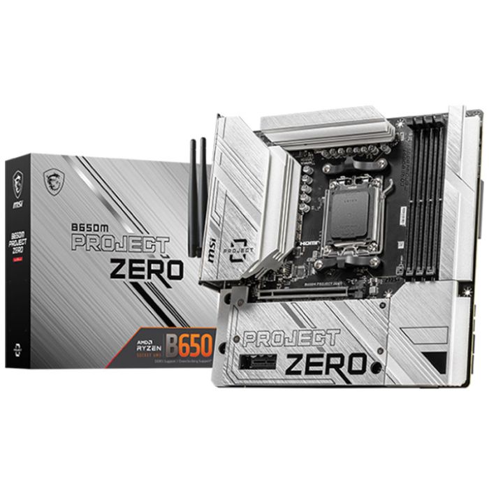 Pack Gaming MSI PROJECT ZERO Boîtier MAG PANO M100R & carte mère B650M - Blanc