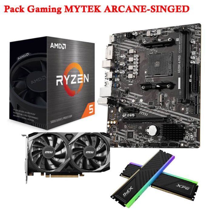 Pack Gaming MYTEK: AMD RYZEN 5 5500, A520M-A PRO, RTX 3050 & 16Go RGB