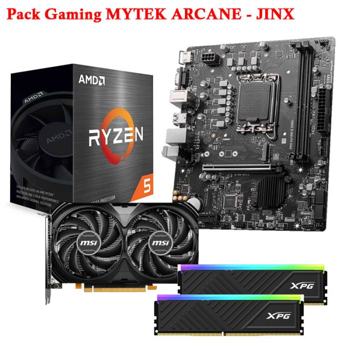 Pack Gaming MYTEK: AMD Ryzen 5, PRO H610M-E, RTX 4060 & 16Go RGB