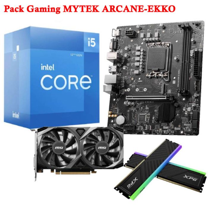 Pack Gaming MYTEK: I5-12400F, Pro H610M-E DDR4, RTX 3050 & 16Go RGB