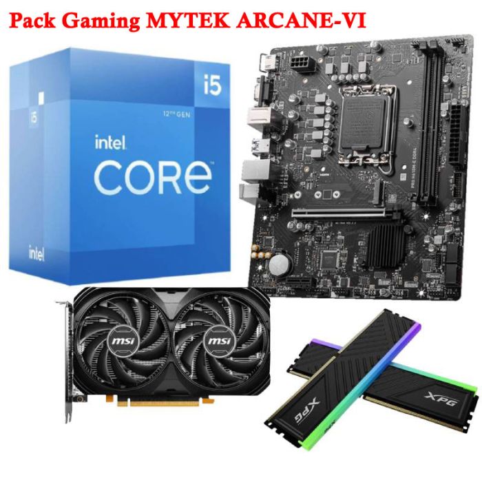 Pack Gaming MYTEK: I5-12400F, Pro H610M-E DDR4, RTX 4060 & 16Go RGB