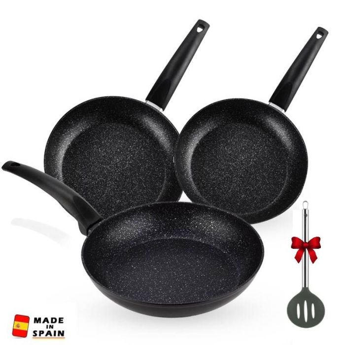Pack FAGOR 3 Poêles VIVANT De 18 cm , 24cm et 28cm + Écumoire 