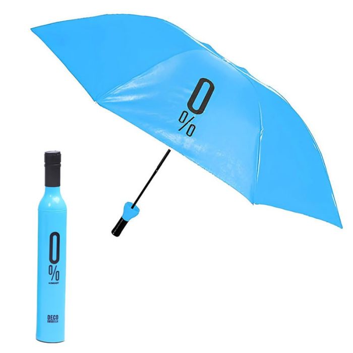 Parapluie UMBRELLA En Forme De Bouteille à 0 % Avec étui En Plastique - Bleu Ciel