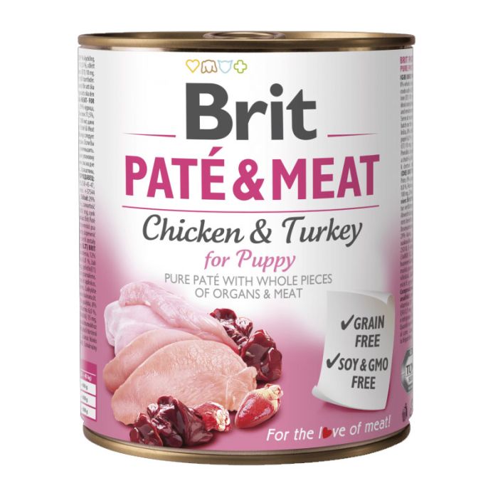 Pâté BRIT Au Poulet & Dinde Pour Chiot 800g