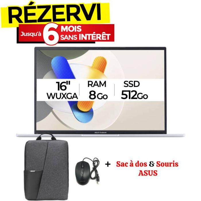 PC Portable ASUS Vivobook 16 X1605VA i7 13è Gén 8G 512Go SSD - Silver