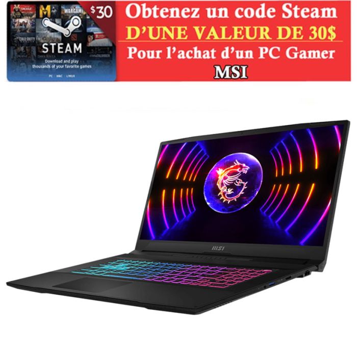 PC Portable Gamer MSI Katana 17 B12U i7 12è Gén 16Go RTX 3050