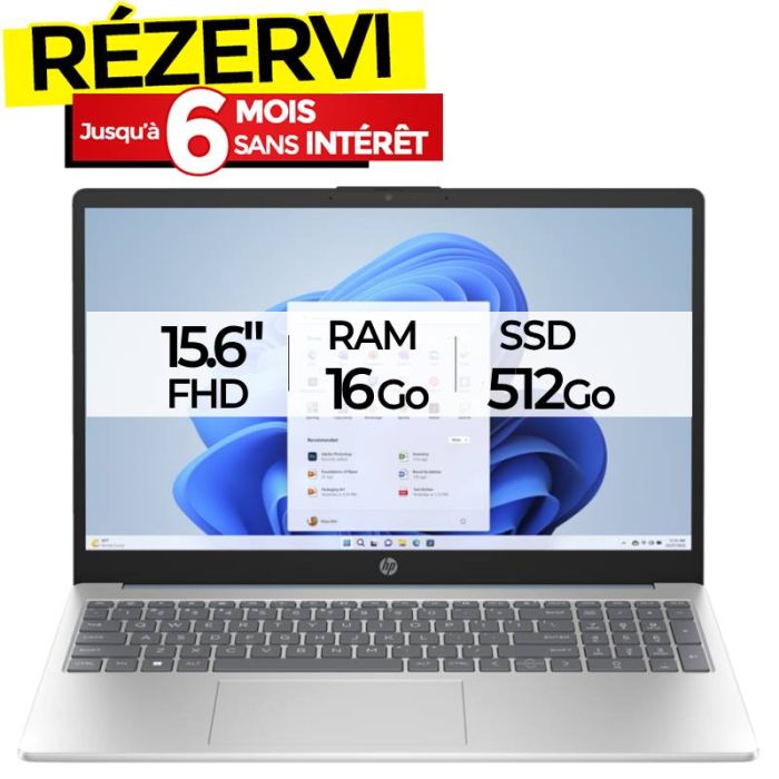 PC Portable HP 15-fd0041nk i5 13è Gén 16Go 512Go SSD - Silver & Bleu