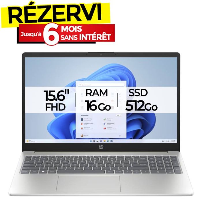 PC Portable HP 15-fd0046nk i5 13è Gén 16Go 512Go SSD - Silver & Or Chaud