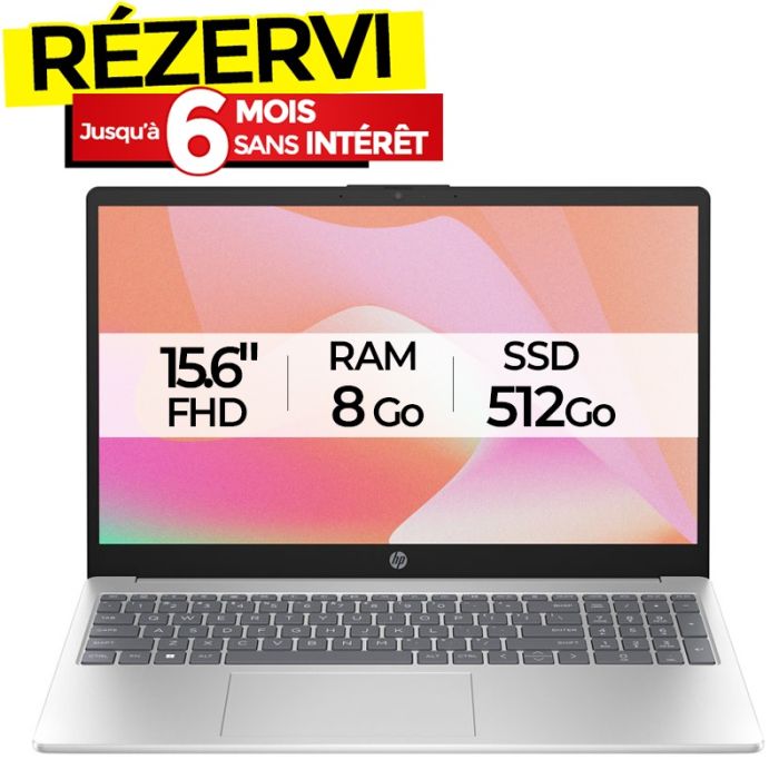 Pc Portable HP 15-fd0053nk I3-N305 8Go 512Go SSD - Silver