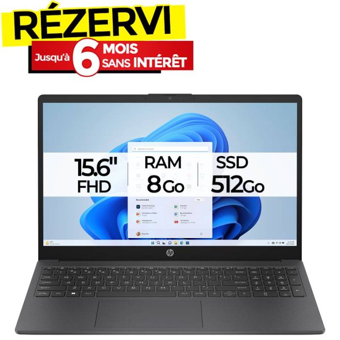 PC Portable HP 15-fd0096nk i5 13è Gén 8Go 512Go SSD - Gris