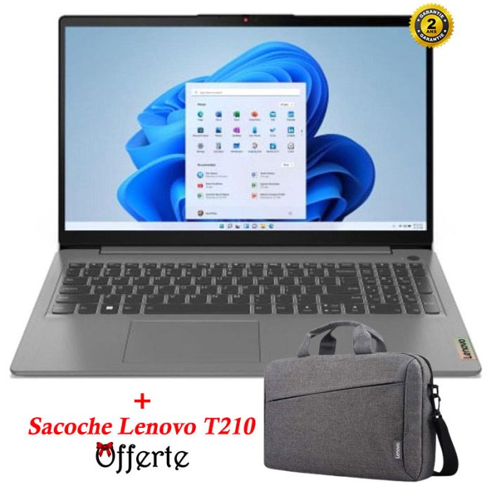 PC Portable LENOVO IdeaPad 3 15IAU7 i3 12è Gén 4Go 256Go SSD (82RK014XFG)