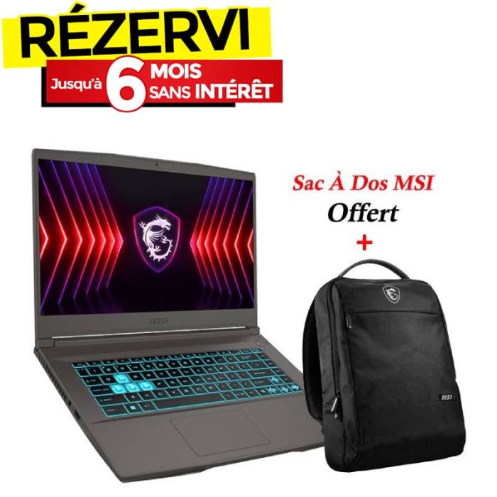 PC Portable Gamer MSI Thin 15 B13UCX i5 13è Gén 16Go RTX 2050