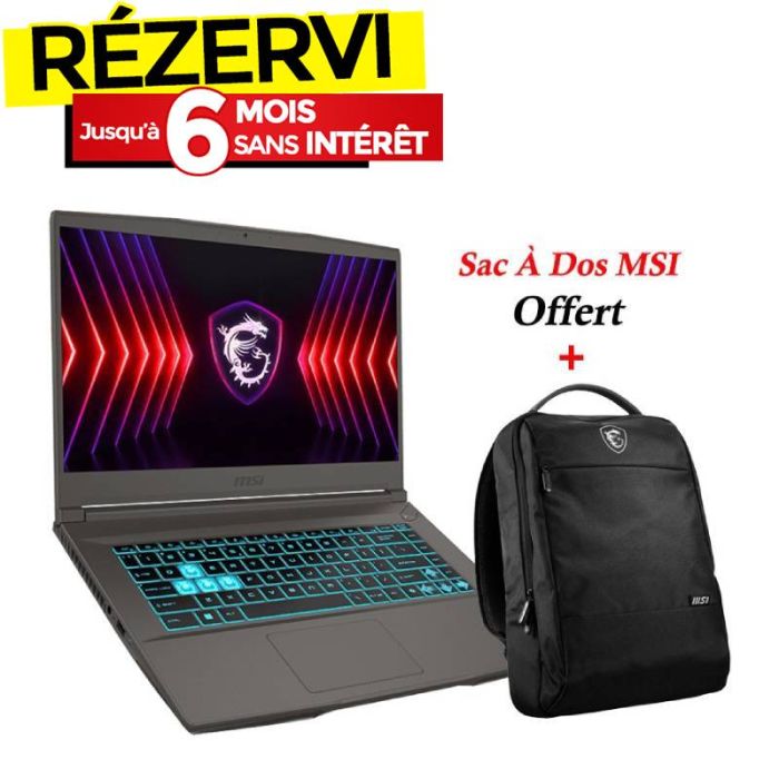 PC Portable Gamer MSI Thin 15 B13UCX i5 13è Gén 32Go RTX 2050