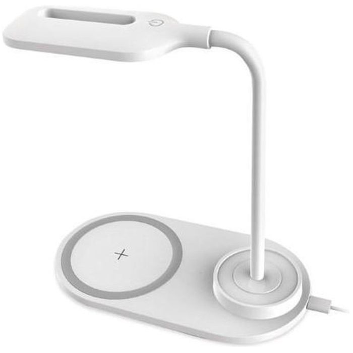 Lampe de bureau LED PLATINET Avec Chargeur Sans Fil 10W - Blanc