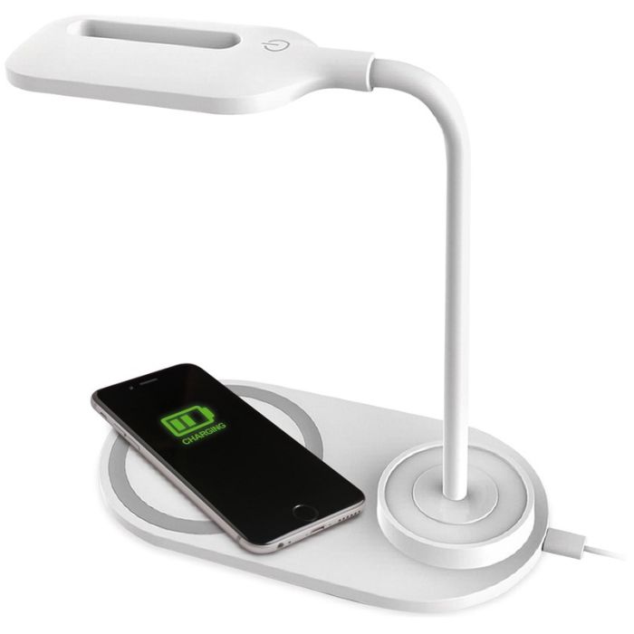 Lampe de bureau LED PLATINET Avec Chargeur Sans Fil 10W - Blanc