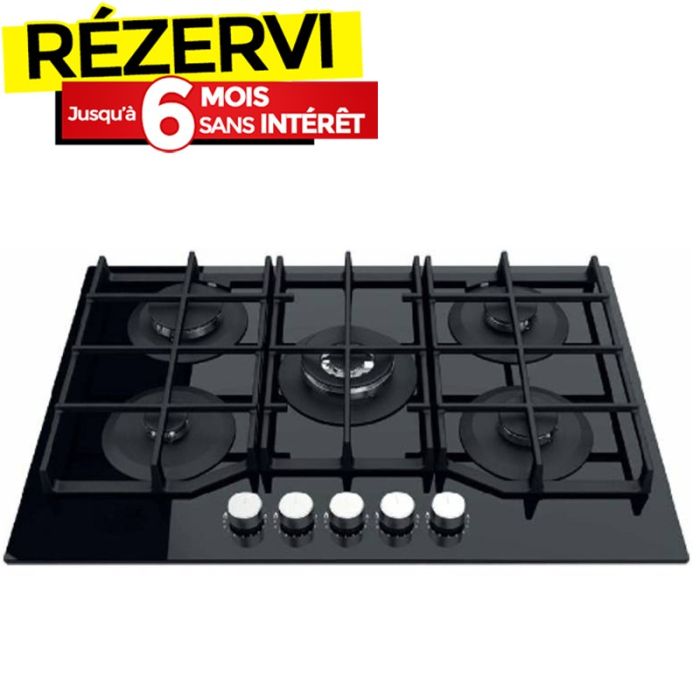 Plaque de Cuisson ARISTON AGS-72F-BK 5 Feux 75cm - Noir