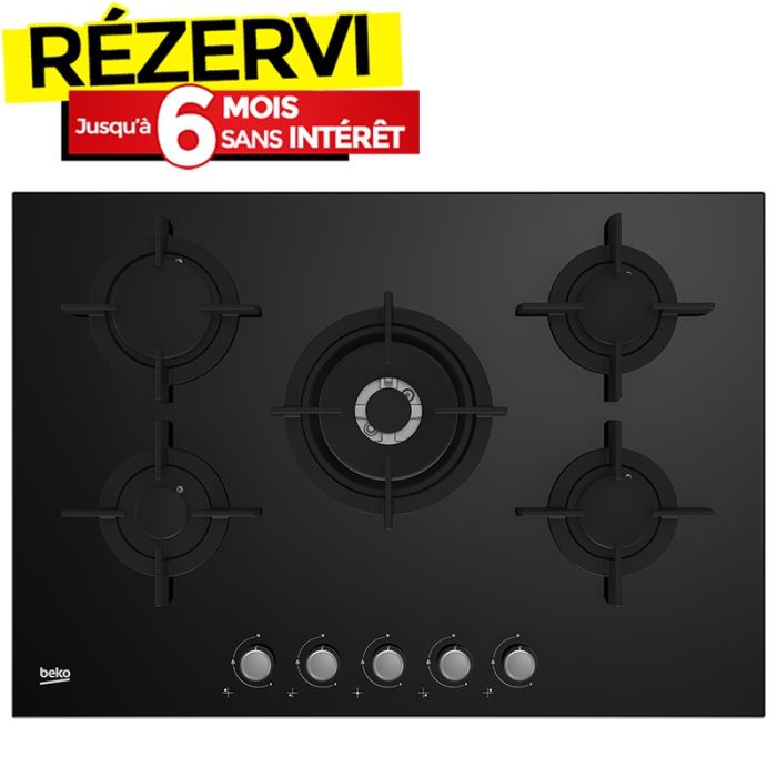 Plaque De Cuisson Encastrable BEKO HILW75222SL 5Feux 75cm - Noir Miroir