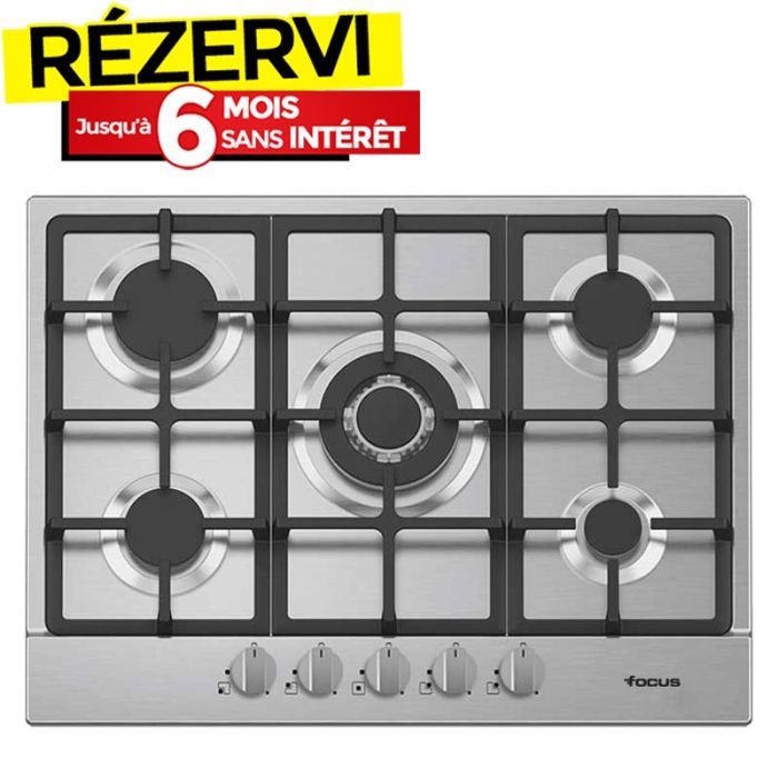 Plaque de Cuisson Encastrable FOCUS F478X 5 Feux 70 cm - Inox
