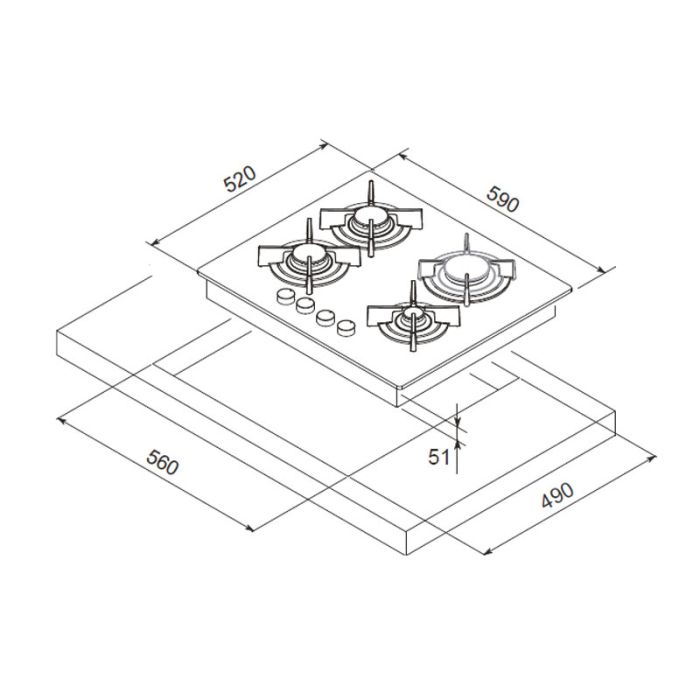 Plaque de Cuisson FOCUS F4109B 5 Feux 90 cm - Inox au meilleur prix Tunisie