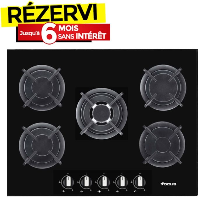 Plaque de Cuisson FOCUS F4109B 5 Feux 90 cm - Inox