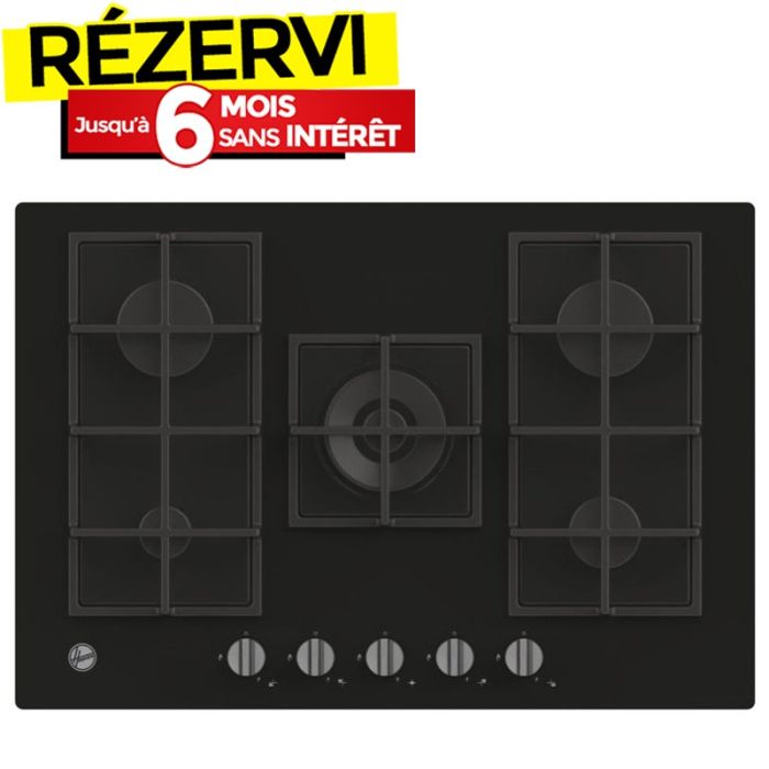 Plaque de Cuisson HOOVER HVG74K3B 5 Feux 75 cm - Noir