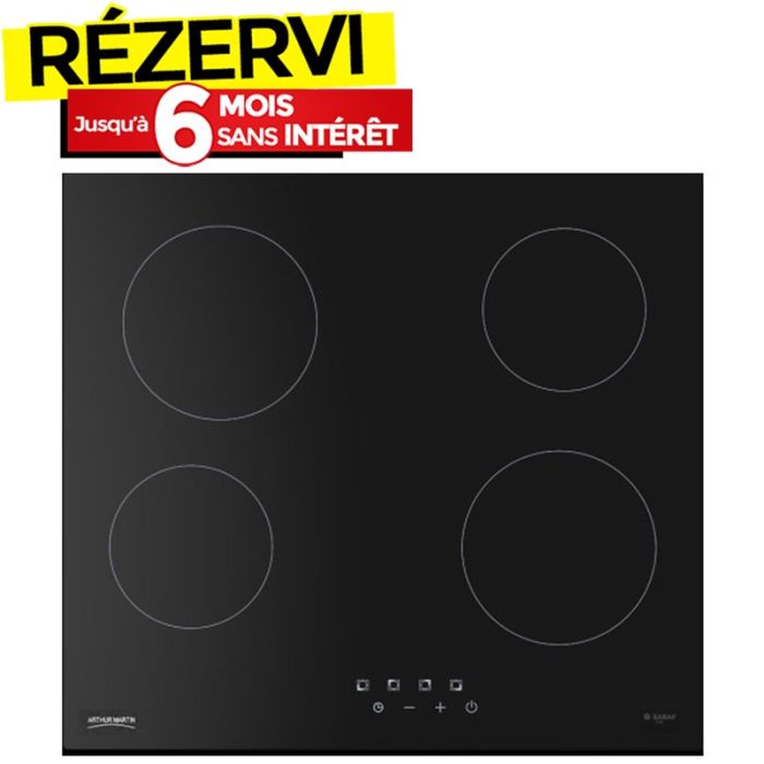 Plaque De Cuisson Induction ARTHUR MARTIN AMPIN60B 4Feux - Noir